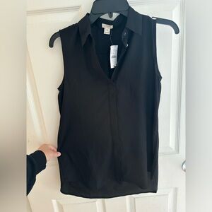 J crew factory black button up tank size 00